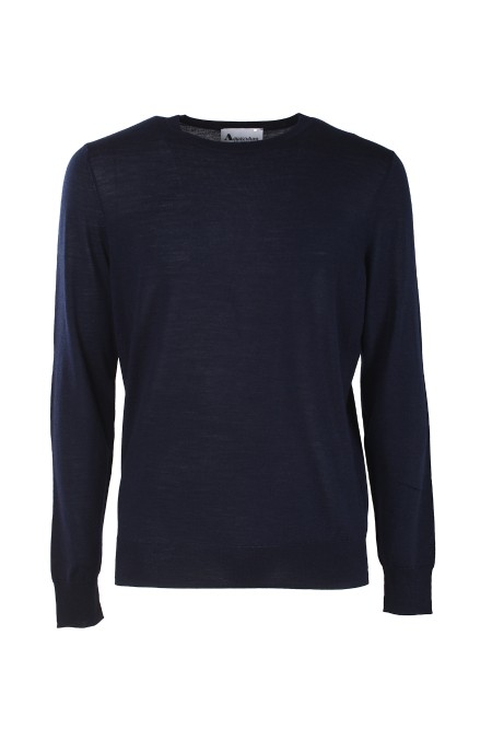 Shop AQUASCUTUM Saldi Pull: Aquascutum pull girocollo in lana. 
Toppe a quadri sui gomiti.
Polsini e fondo maglia a costine.
Composizione:  100% lana.
Made in China.. KNIT RA02T-55